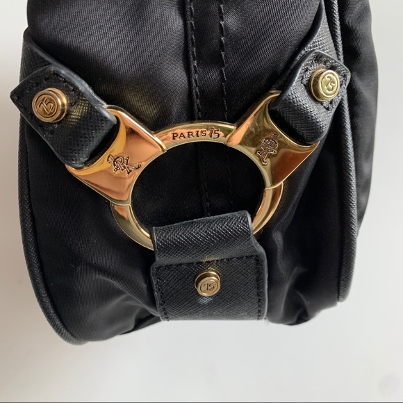 JPK Paris 75 Nylon Shoulder Bag Purse Black Gold Hardware - Picture 9 of 12
